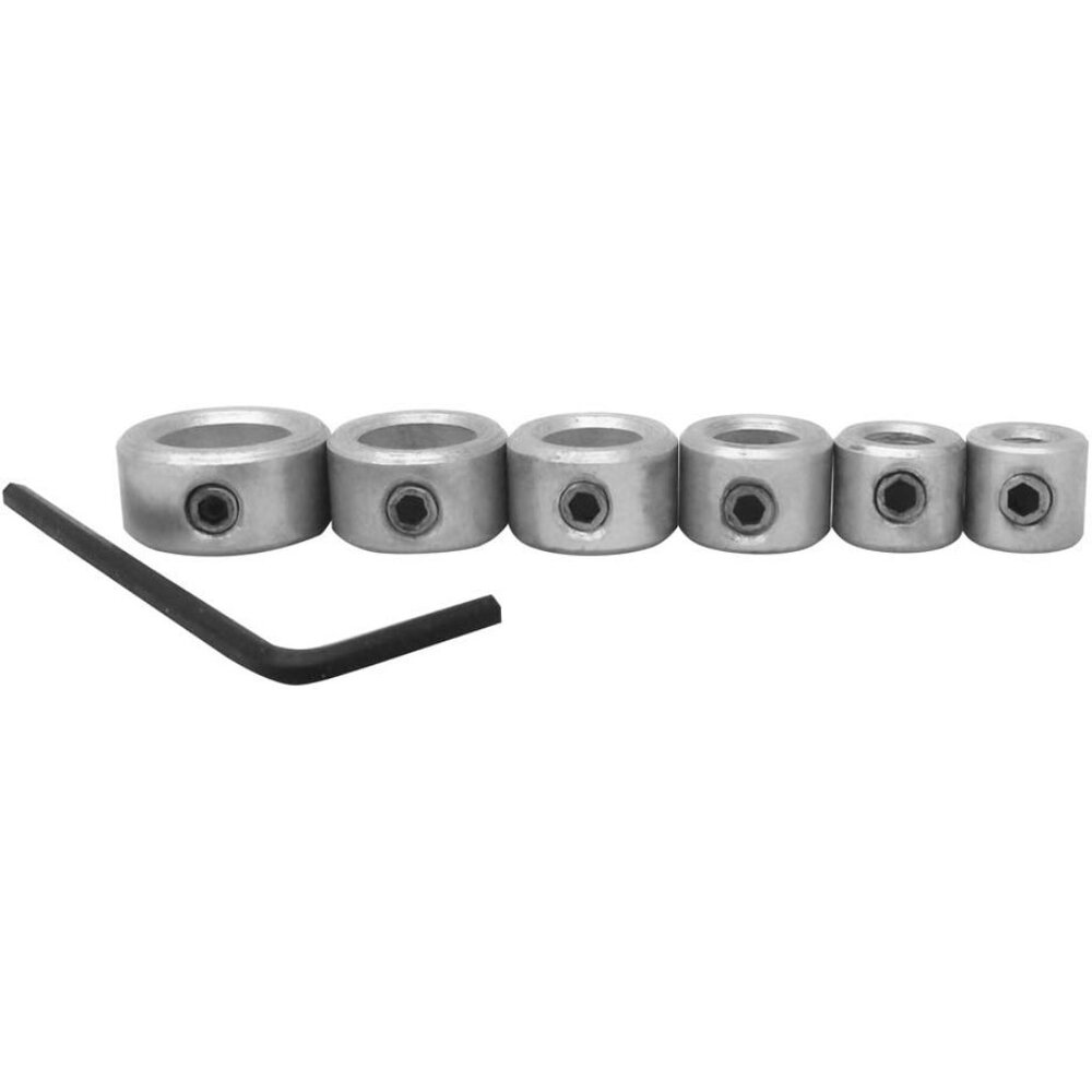 6pc. Drill Stop Set - Includes 3/16, 1/4, 5/16, 3/8, 7/16, and 1/2-Inch